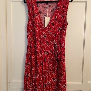 Red dress with black and white flower print. New!